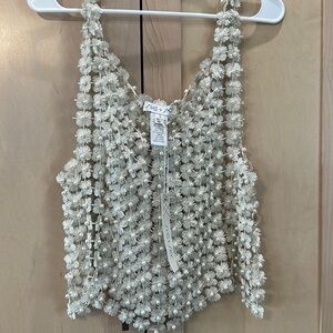 Pearl and lace tank top (sheer) sz small